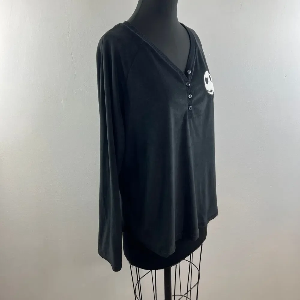 Disney The Nightmare Before Christmas Black Pajama Top Sleepwear Size XL - Picture 4 of 10